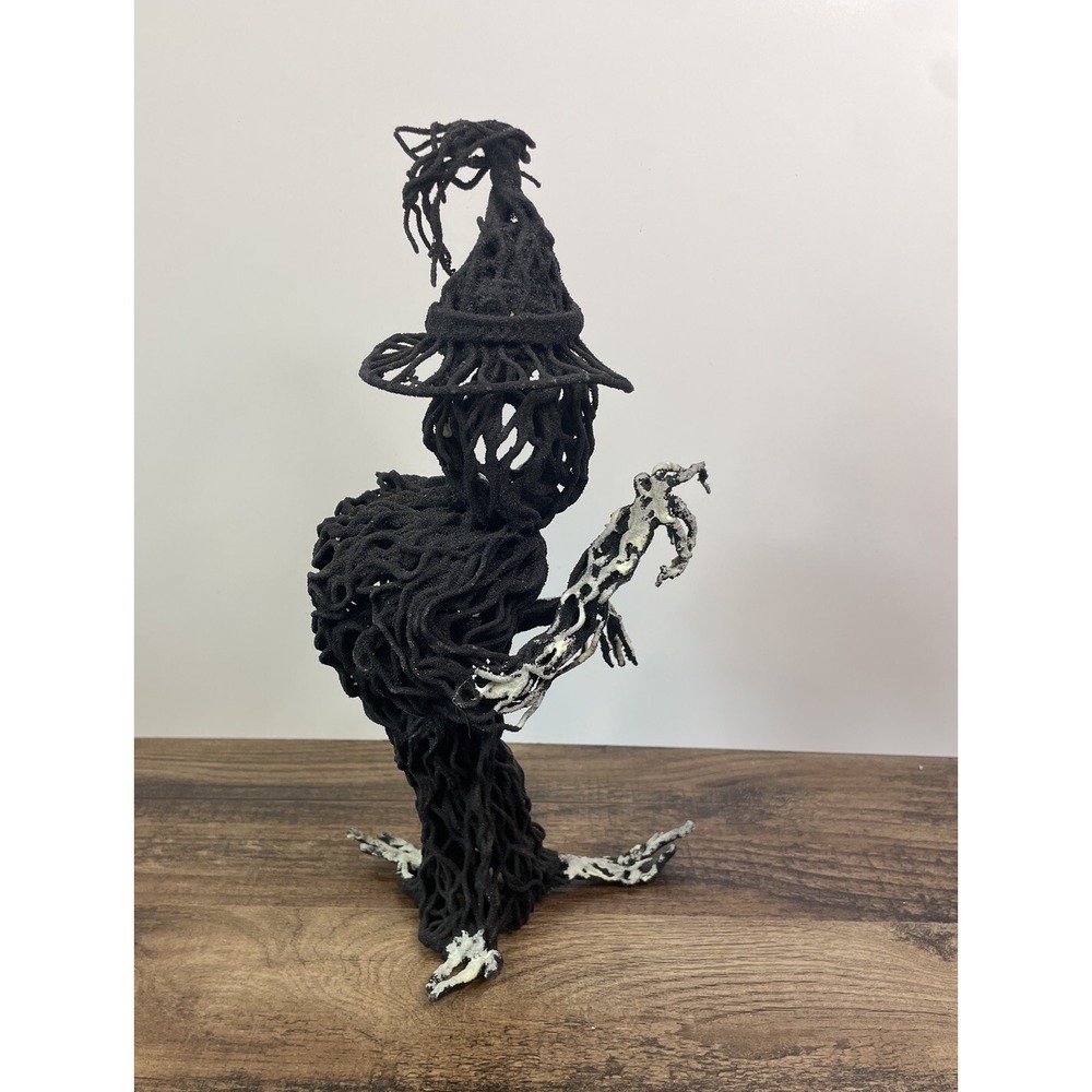 Halloween Witch 12" Figure Glow in the Dark Face Hands Wire Feel Wicker - Picture 4 of 8